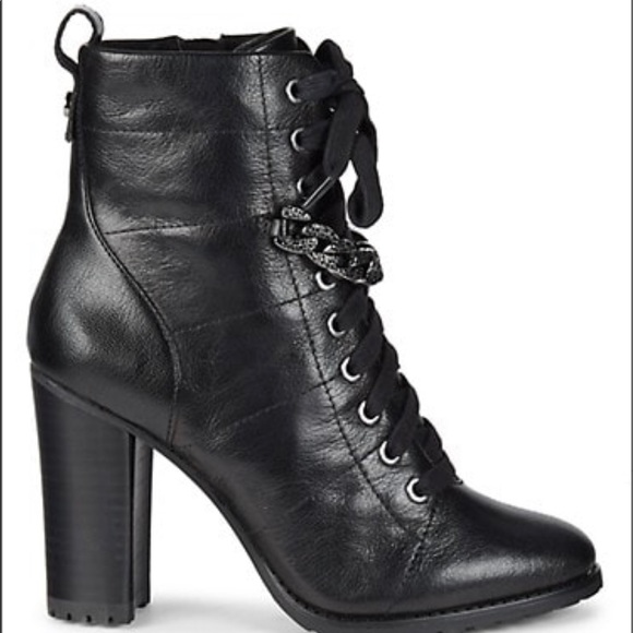 NEW LAGERFELD PARIS JADA LACE UP BOOTIES BLACK - Picture 2 of 7